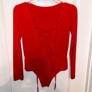 Lace up long sleeve bodysuit